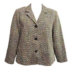 Susan Graver Blazer Women's L Confetti Multicolor Metallic Pocket Lined Career